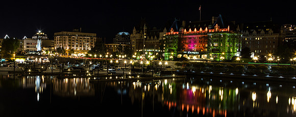 Empress Hotel and Waterfront at Night, Victoria, BC Canada
